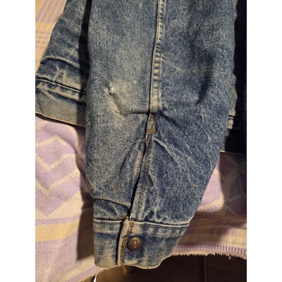 Vintage LEVIS Sherpa Lined Denim Jean Trucker Jacket 42 L Faded USA 71608 0216 - Picture 16 of 16